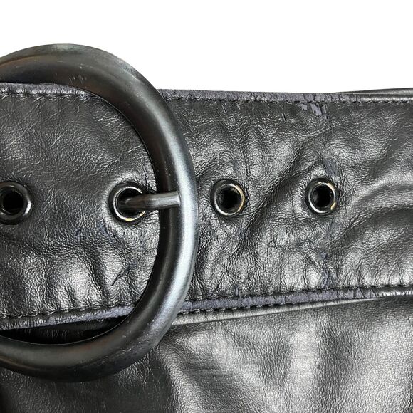 Vintage Laurice Leather Pencil Skirt Womens 5/6 Belted Midi 80s 90s Slit Back - Picture 11 of 16